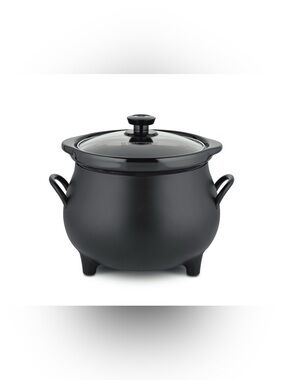 Toastmaster 4 QT Black Cauldron Slow Cooker With Removable Crick And Glass Lid.